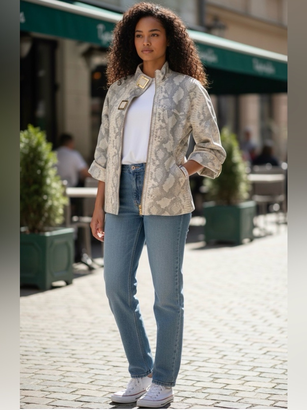 Passioni Italy Python-Print Leather Jacket Vintage
